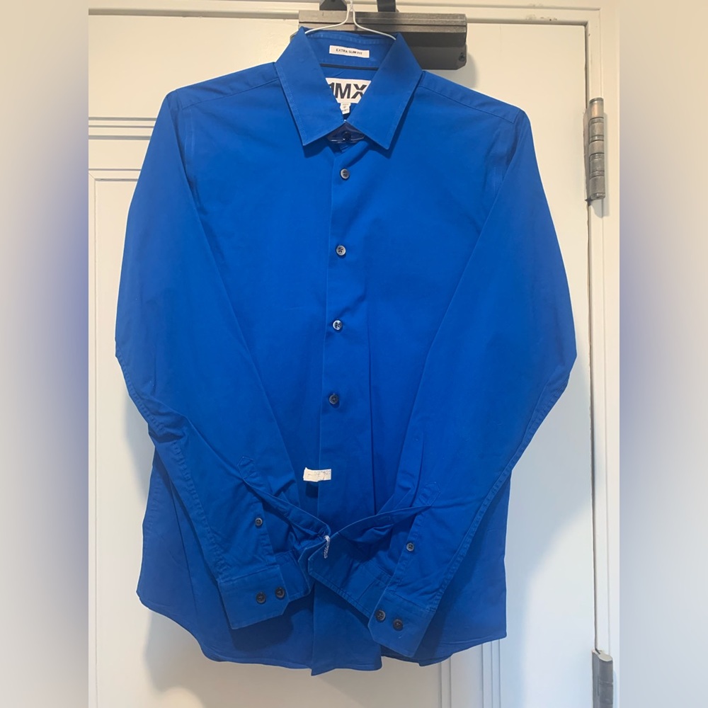 Express shirt size 15-15 1/2 neck, M, extra slim fit. Cobalt blue.